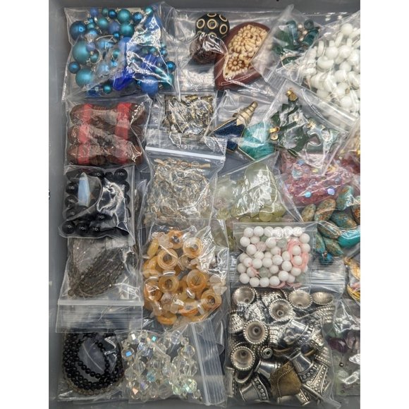 Huge Lot Loose Beads Crystal Stone Glass Many Vintage Jewelry Making Craft Lbs - Picture 2 of 9